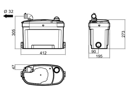 Sani-Lift Elite pompe de relevage automatique compacte pour eaux usées